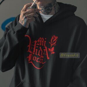 🆕Mi Vida Loca Black Fleece Pullover Hoodie